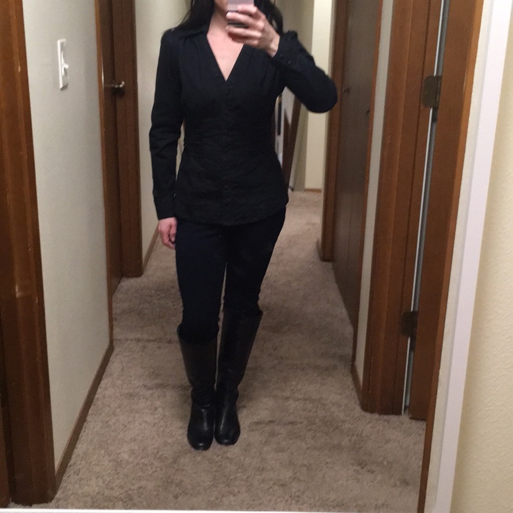 Bisou Bisou Fitted Black Blouse XS